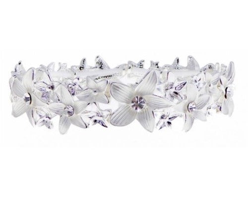 Bracelet-Shiny/Matt Slv Flowers