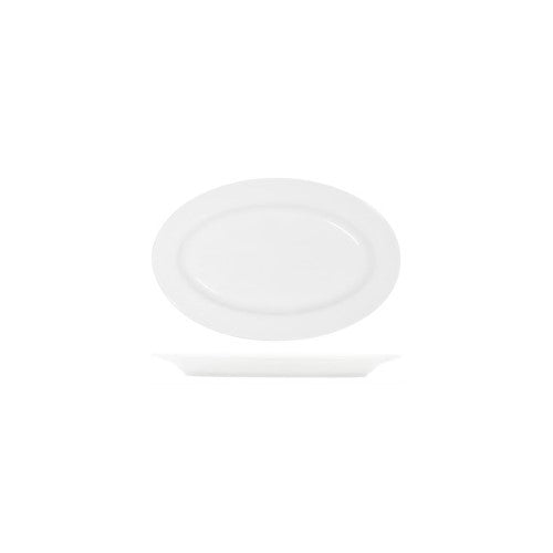 White Platter Oval Rim Shape -260x170x24mm - Tablekraft- Set of  6