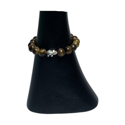 Tigers Eye Elephant 8mm Bead Bracelet