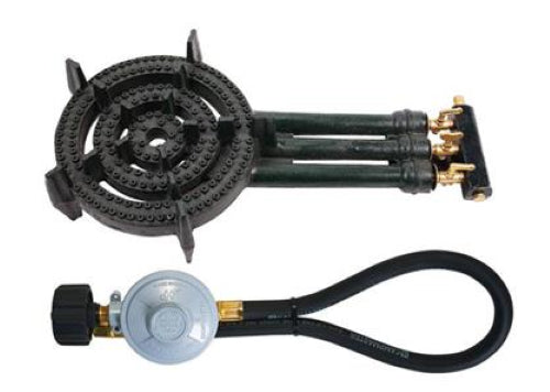 Campmaster 270mm Treble Cast Iron Gas Ring Burner with QCC Regulator