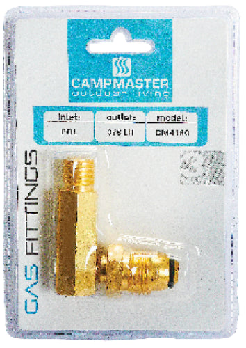 Campmaster POL M to 3/8 LH M Right Angle Gas Adaptor