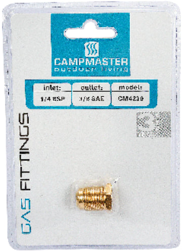 Campmaster 1/4 BSP Inlet To 3/8 SAE Outlet Gas Adaptor