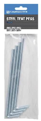 (Pkt-4) Campmaster 8 x 225mm Z/P Tent Pegs Packet