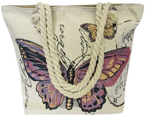 Rope Tote Purple Butterfly