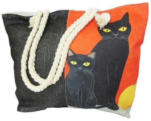 Rope Tote LG Black Cats