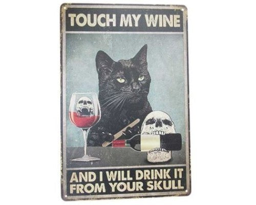 Wall Art Tin - Wine Cat
