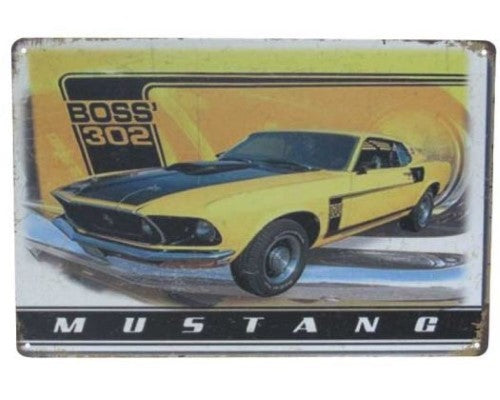 Wall Art Tin - Yellow Mustang