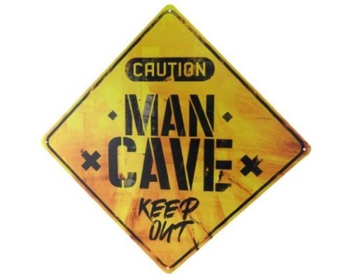 Wall Art Tin - SQ ManCave Warning