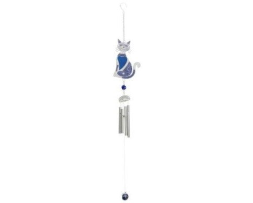 Garden Glass Bell Cat Blue