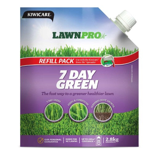 Lawn Fertiliser - Kiwicare LawnPro 7 Day Green Spreader Refill (2.8kg)