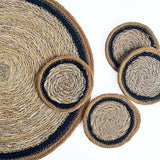SEAGRASS / JUTE ROUND PLACEMAT CUMIN-BLACK BORDER/NATURAL