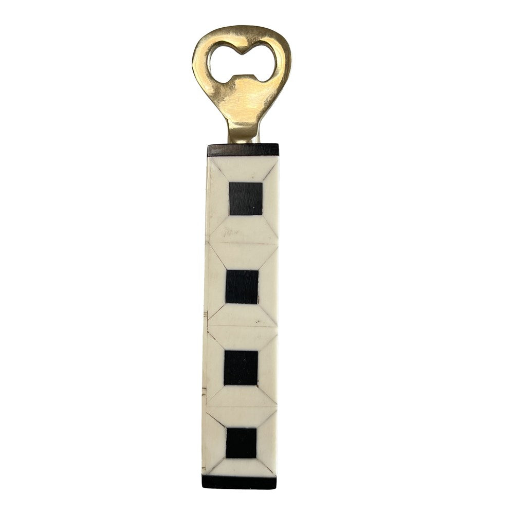 CLASSIC BLACK & WHITE RESIN BOTTLE OPENER 19CM