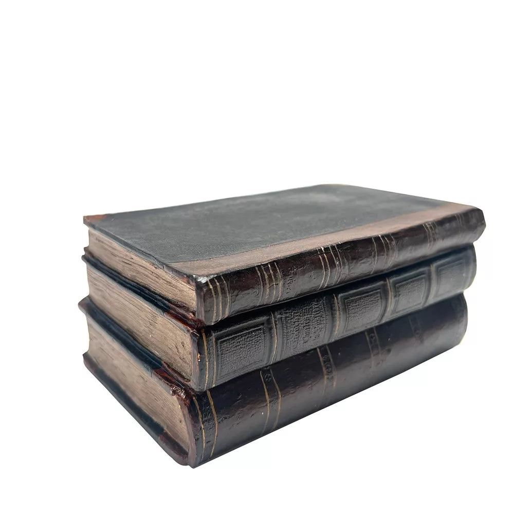Ornament - ANTIQUE STACKING BOOKS SM - 1 PCE - BLACK/BROWN 12.3X8X17.5CM