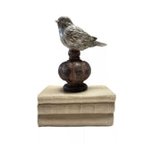 Ornament - PETITE BIRD ON BASE DISTRESSED RUST/GREY 12.5X8X16.3CM