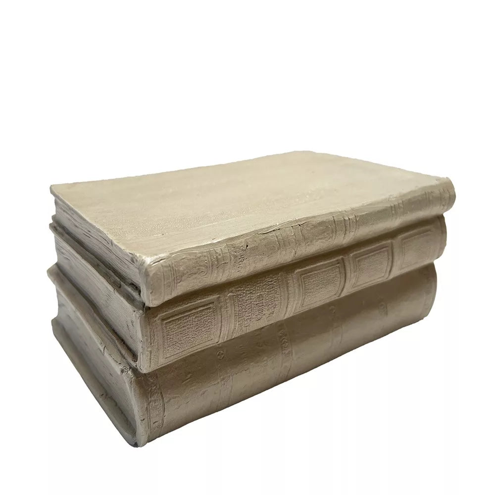Ornament - ANTIQUE STACKING BOOKS SM - 1 PCE- FRENCH WHITE 12.3X8X17.5CM