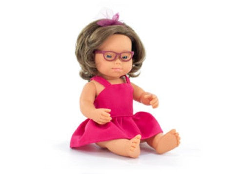 Miniland -My Friends & Me Baby Doll Girl W/Down Synd.38Cm