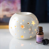White Iridescent Star Ceramic Oil Burner