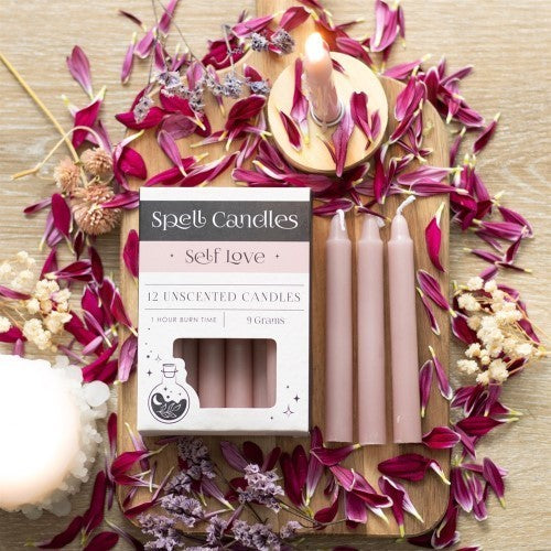 Set of 12 Self Love Unscented Spell Candles