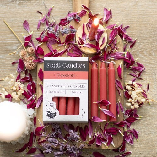 Set of 12 Passion Unscented Spell Candles