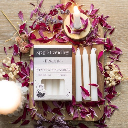Set of 12 Healing Unscented Spell Candles