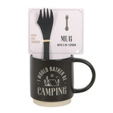I'd Rather Be Camping Ceramic Mug with 3-in-1 Spork