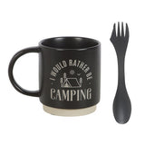 I'd Rather Be Camping Ceramic Mug with 3-in-1 Spork