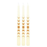 Set of 3 Off White Moon Phases Taper Dinner Candles