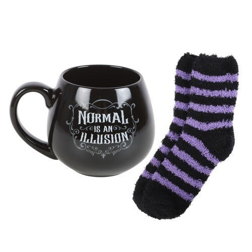 Normal is an Illusion Gothic Ceramic Mug and Socks Set