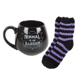 Normal is an Illusion Gothic Ceramic Mug and Socks Set