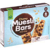 Woolworths Chocolate Chip Muesli Bars, chewy and packed with oats and chocolate, perfect for a nutritious snack anytime.