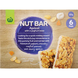 Woolworths Nut Bars featuring crunchy peanuts, chewy apricots, and a creamy yoghurt base, perfect for a nutritious snack.