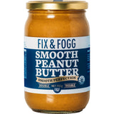 Rich, creamy Fix & Fogg Peanut Butter Smooth Double Trouble in a 750g jar, perfect for versatile healthy recipes and snacks.