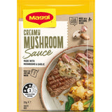 Creamy Maggi Sauce Mix Mushroom made with real mushrooms and garlic, perfect for quick, flavorful meals in under five minutes.