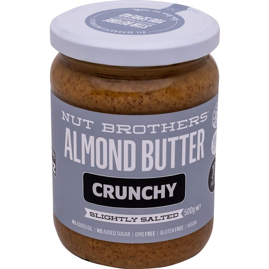 Nut Brothers Almond Butter Crunchy: a nutritious, crunchy spread made from whole almonds, perfect for healthy snacking.