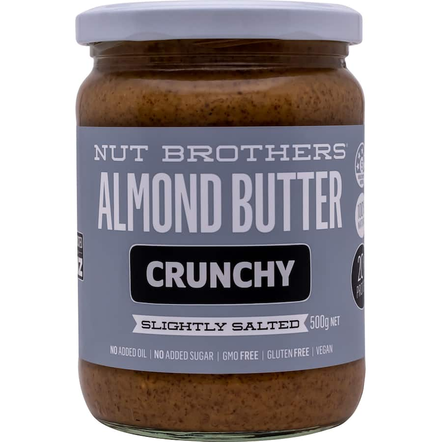 Nut Brothers Almond Butter Crunchy: a nutritious, crunchy almond spread ideal for toast, smoothies, or healthy snacks.