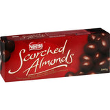 Crunchy roasted almonds coated in rich dark chocolate, offering a delightful blend of flavors in every bite.