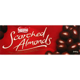 Delicious Nestle Scorched Almonds coated in rich dark chocolate, combining crunch and flavor for a guilt-free indulgence.