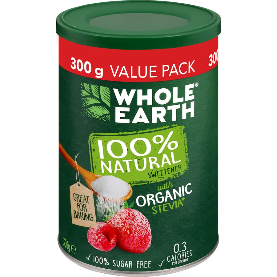 Whole Earth Sugar Substitute Granules offer a guilt-free, zero-calorie sweetening option for baking and beverages.