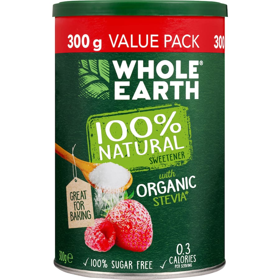 Whole Earth Sugar Substitute Granules in a pouch, offering guilt-free sweetness with zero calories and natural ingredients.