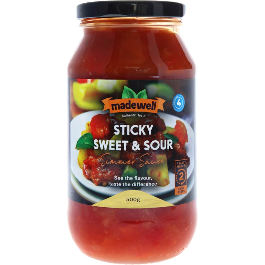 Madewell Meal Base Sweet & Sour Simmer Sauce, perfect for quick meals, balanced sweet and tangy flavors for versatile cooking.