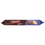 Arnotts Digestives Milk Chocolate Biscuits: crunchy wheat biscuits half-coated in rich, smooth milk chocolate.