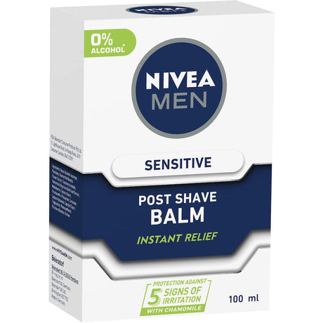 Nivea For Men Aftershave Extra Soothing Balm, non-greasy formula for sensitive skin, hydrates and calms post-shave irritation.