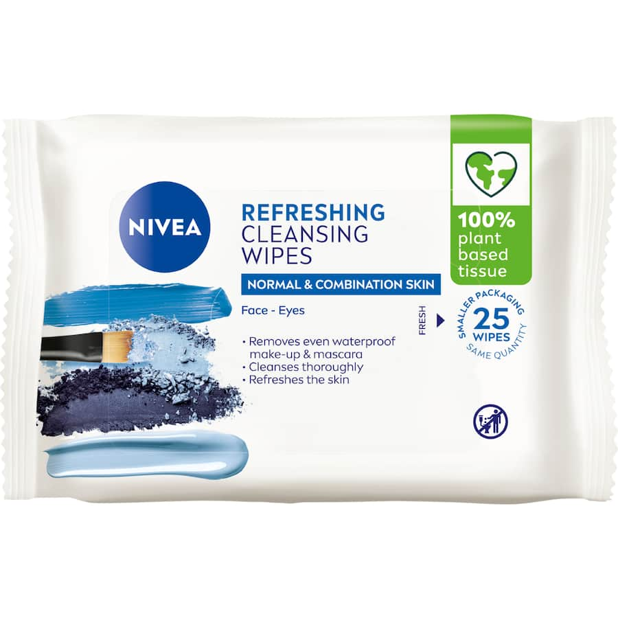 Nivea Visage Cleansing Wipes for normal/combination skin, infused with Lotus Flower extract, ideal for makeup removal and refreshing.