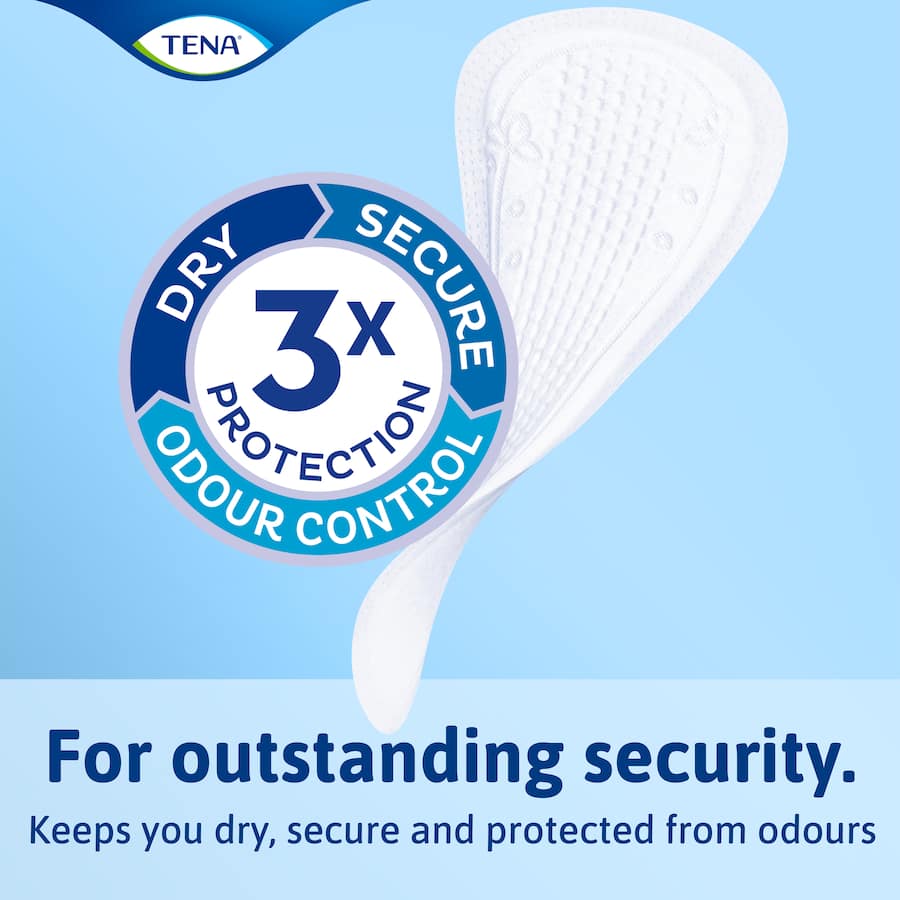 Tena Continence Liner Ultra Long offers superior coverage and comfort for light incontinence, featuring 3x leak protection and odor control.