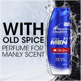 Head & Shoulders Ultra Men 2-in-1 Shampoo & Conditioner in Old Spice, expertly fights dandruff while providing a fresh sandalwood scent.