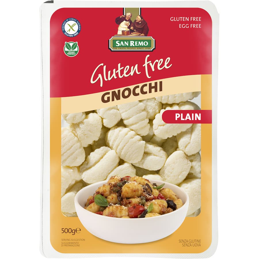 San Remo Gluten Free Gnocchi, quick to prepare, soft texture, vegan-friendly, endorsed by Coeliac Australia.