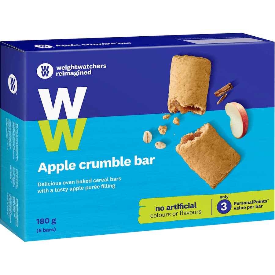 Weight Watchers Muesli Bars Apple Crumble, oven-baked with apple puree, 4 SmartPoints, no artificial ingredients.