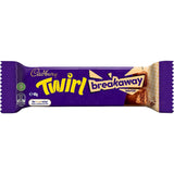 Cadbury Twirl Breakaway chocolate bar with crispy wafer, creamy swirl filling, and rich Dairy Milk chocolate coating.