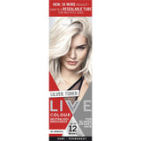 Live Colour Hair Colour Silver Toner for vibrant silver shades, neutralizes yellow tones, and enhances hair health.