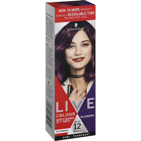 Vibrant Blueberry semi-permanent hair dye that nourishes and conditions for soft, shiny results; perfect for bold looks.